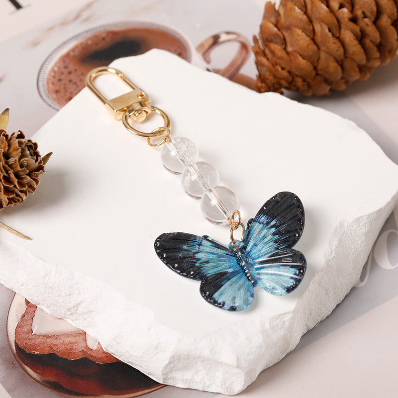 Crystal Butterfly Keychain Set,White quartz