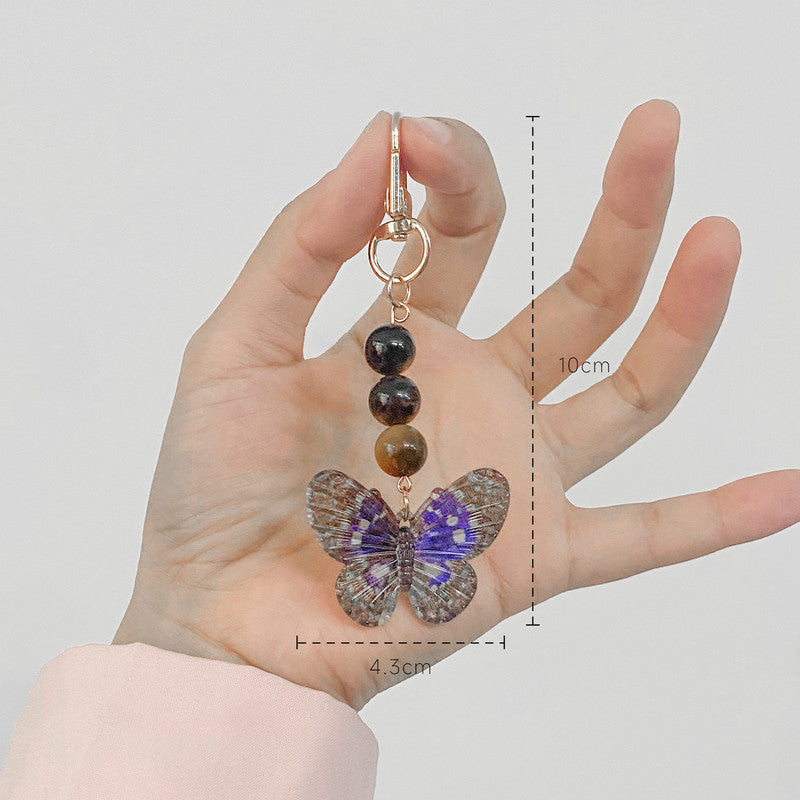 Crystal Butterfly Keychain Set,White quartz