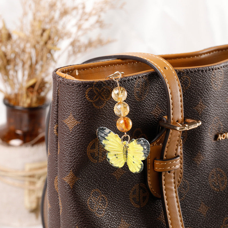 Crystal Butterfly Keychain Set,Tiger's Eye