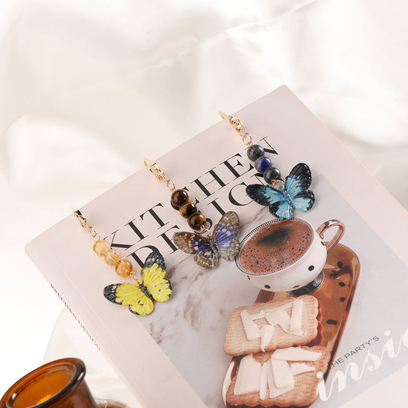 Crystal Butterfly Keychain Set,Citrine