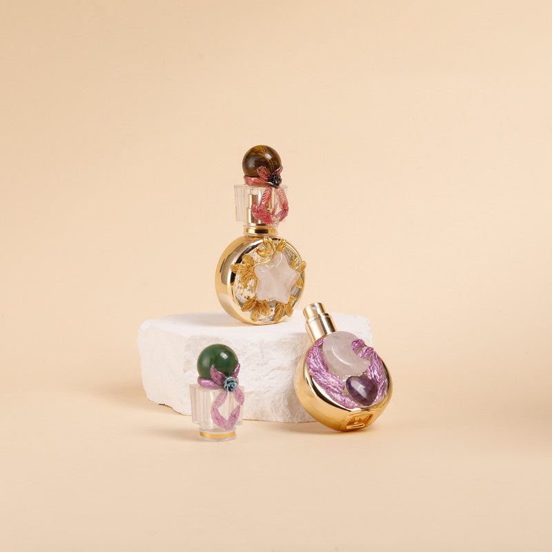 Healing natural crystal perfume bottle(25ml)-red jasper rose quartz