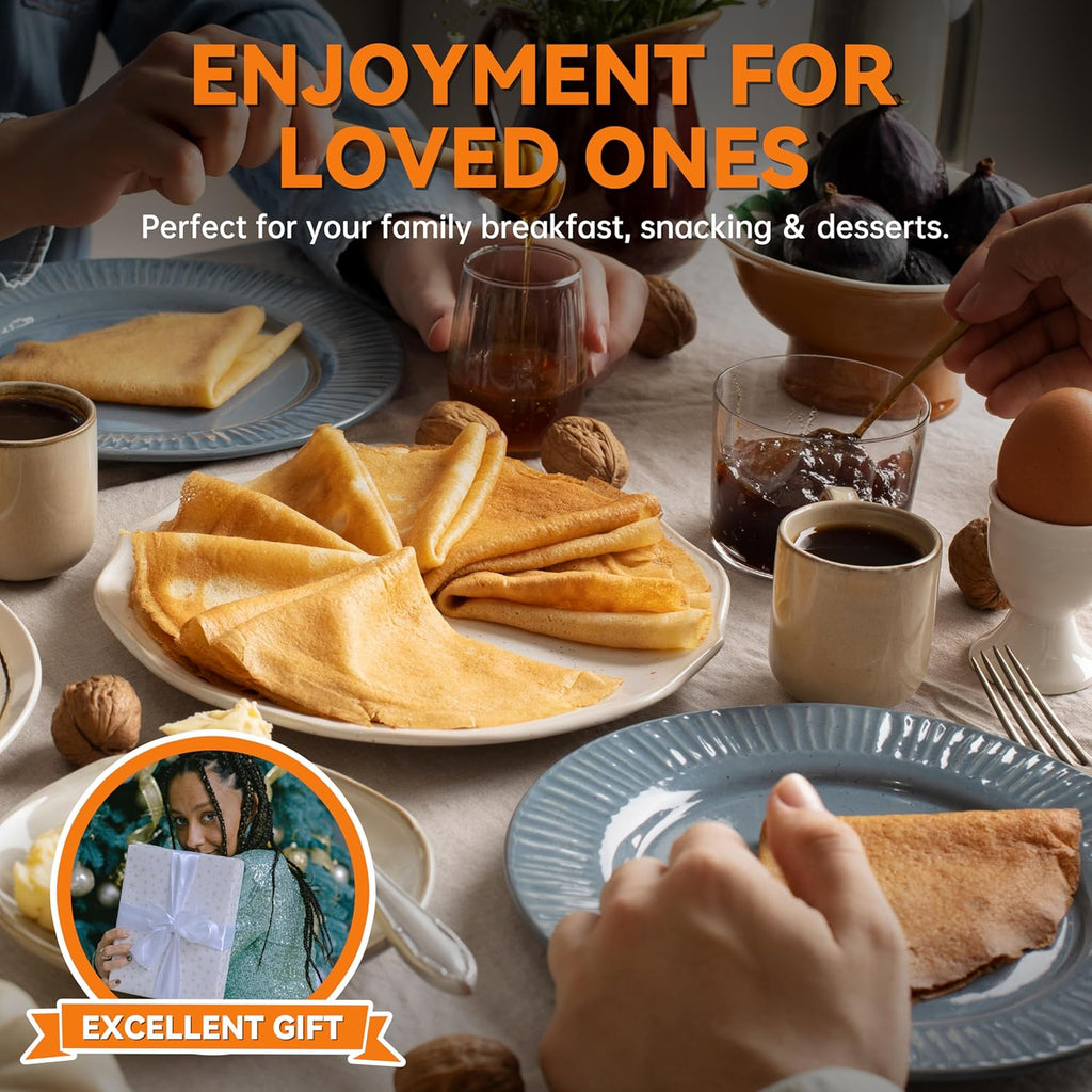 Electric Crepe Maker, 8-Inch Portable Nonstick Crepe Machine with Handle, Compact Household Pancake & Tortilla Maker for Eggs, Crepes, Blintzes, and Wraps