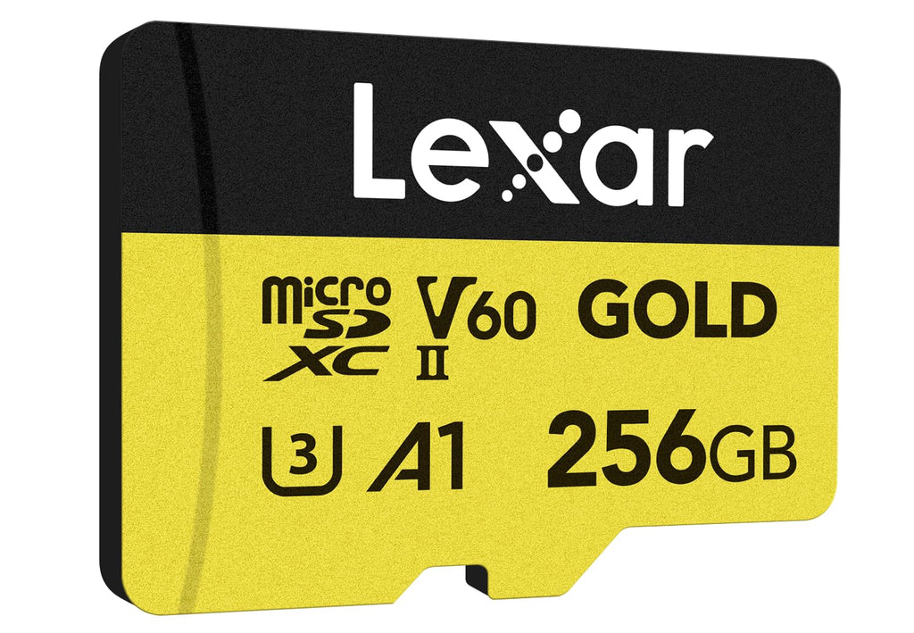 Lexar Professional Gold MicroSDXC Card UHS-II C10 U3 V60 A1 Full HD 4K UHD Reading Speed Up to 280MB/s Official Product 10 Year Manufacturer Warranty