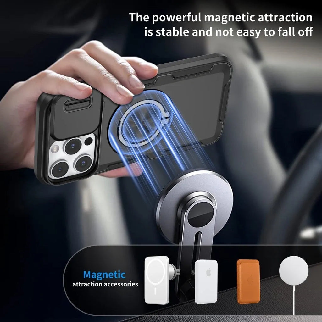 Red Warrior 2-in-1 Magnetic Sliding Lens Case black for iPhone 14 Pro