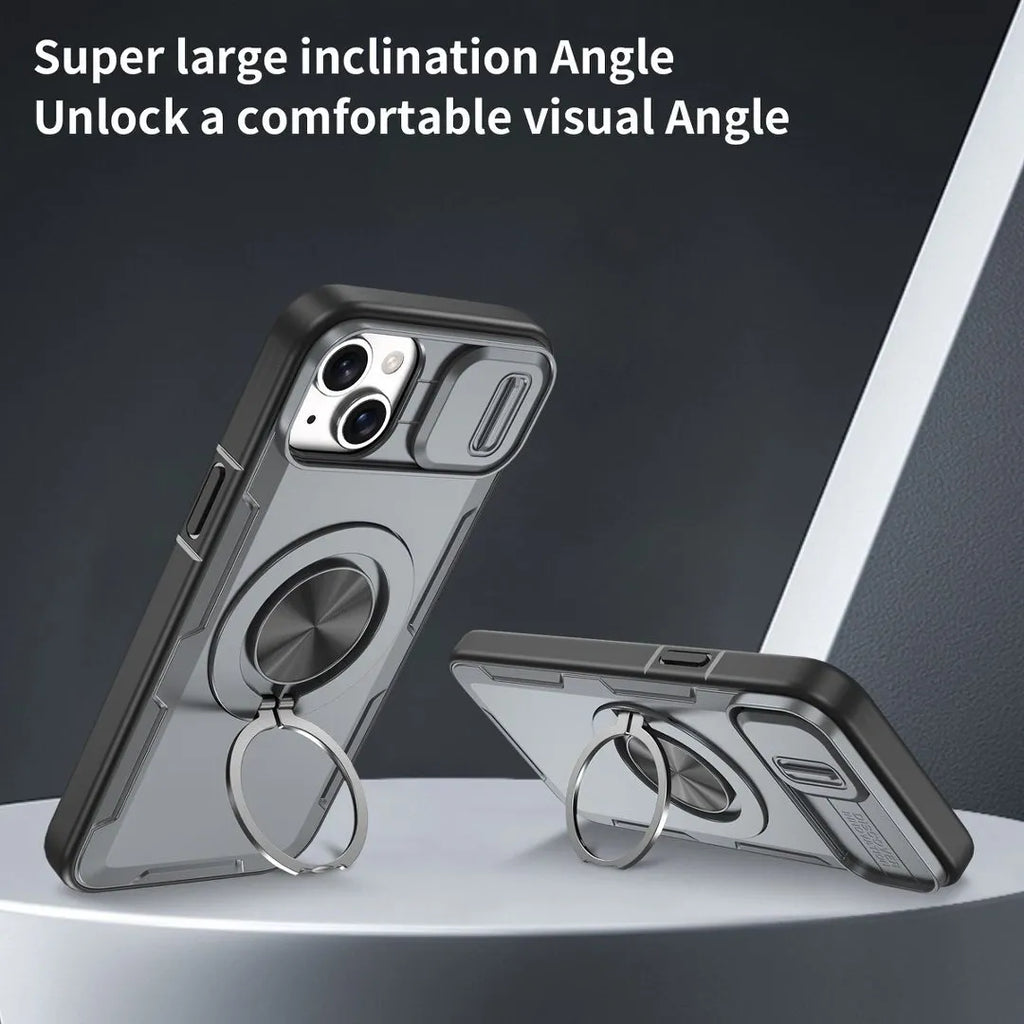 Red Warrior 2-in-1 Magnetic Sliding Lens Case grey for iPhone 14