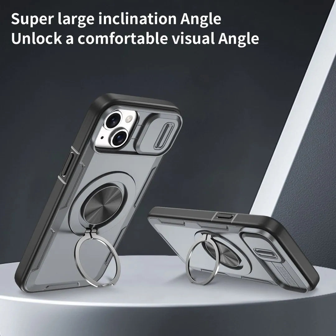 Red Warrior 2-in-1 Magnetic Sliding Lens Case grey for iPhone 14
