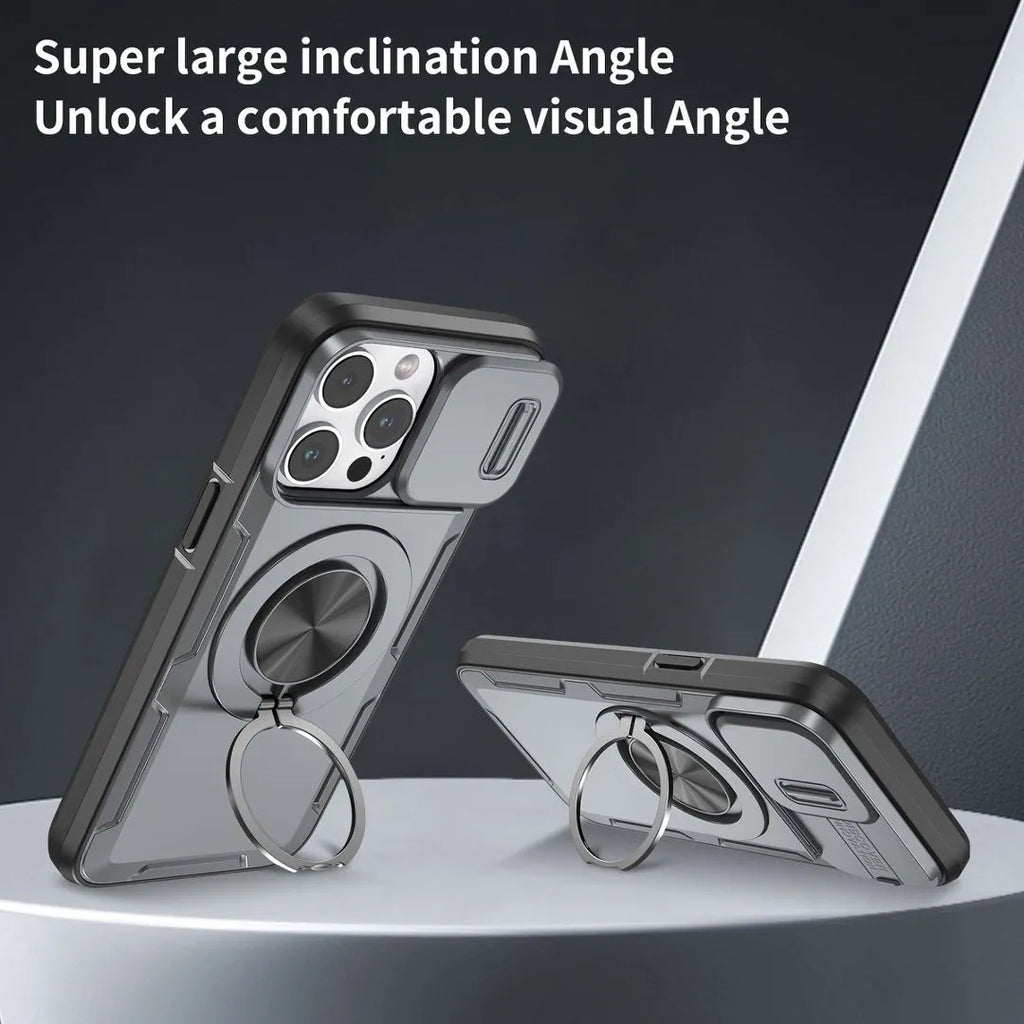 Red Warrior 2-in-1 Magnetic Sliding Lens Case grey for iPhone 14 Pro Max