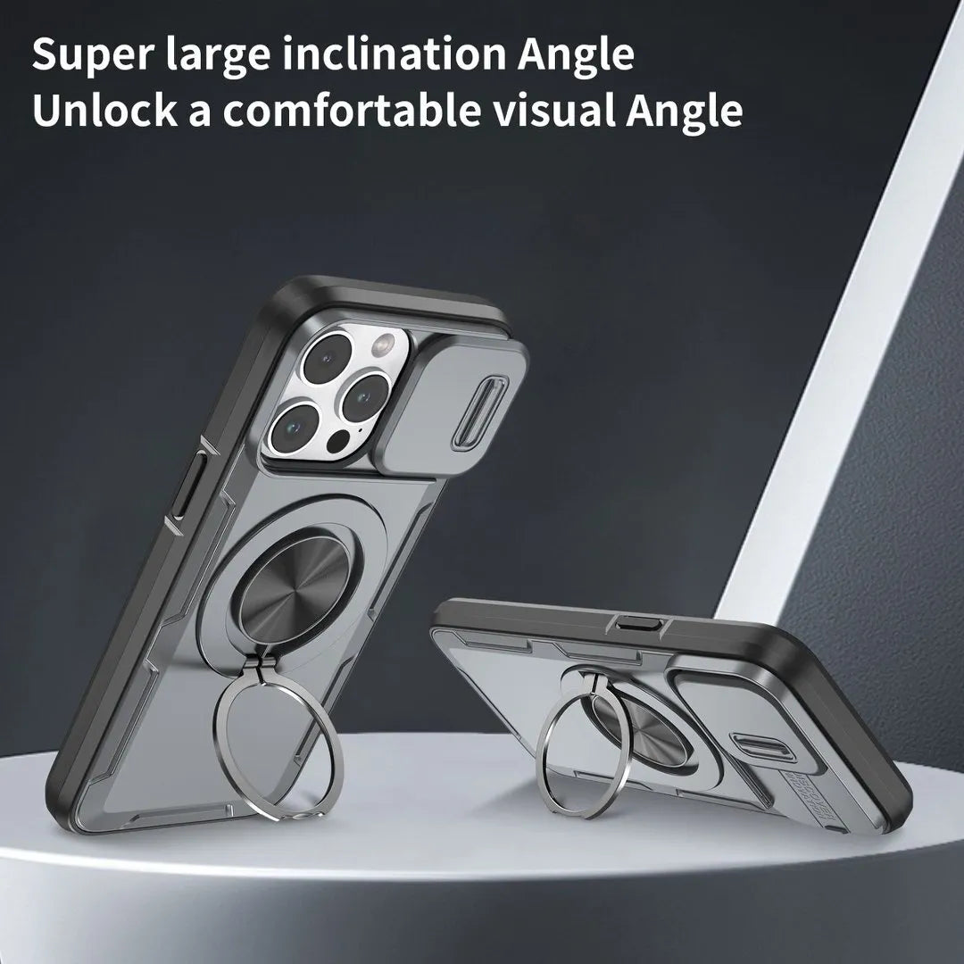 Red Warrior 2-in-1 Magnetic Sliding Lens Case grey for iPhone 14 Pro Max