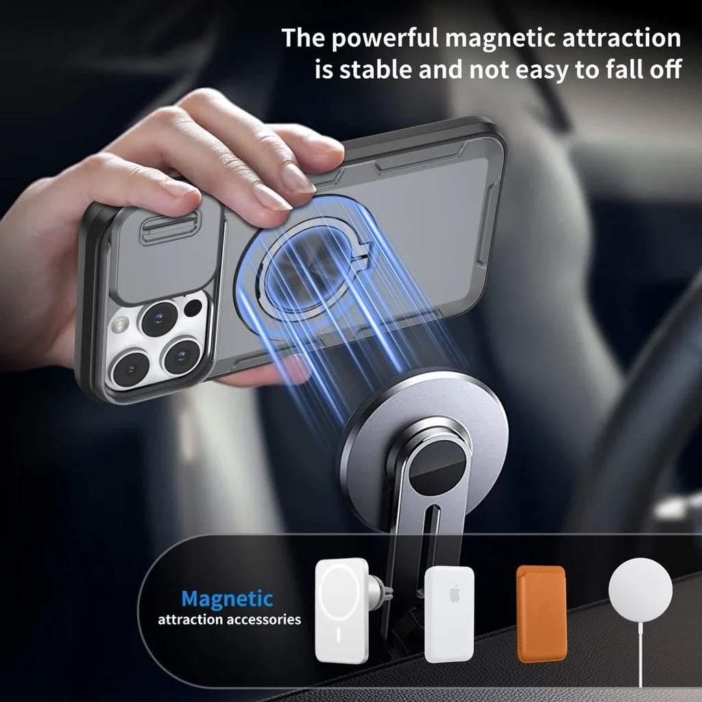Red Warrior 2-in-1 Magnetic Sliding Lens Case grey for iPhone 14 Pro Max