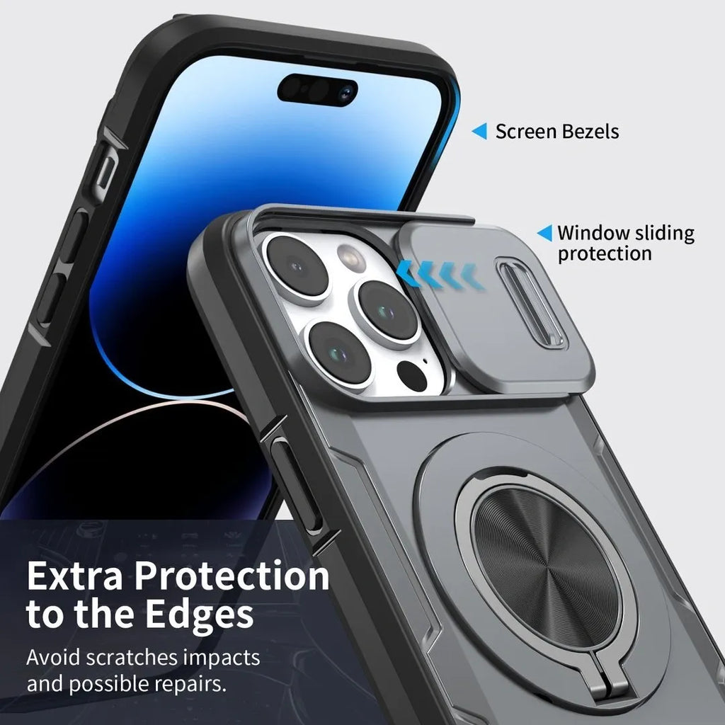 Red Warrior 2-in-1 Magnetic Sliding Lens Case grey for iPhone 14 Pro Max
