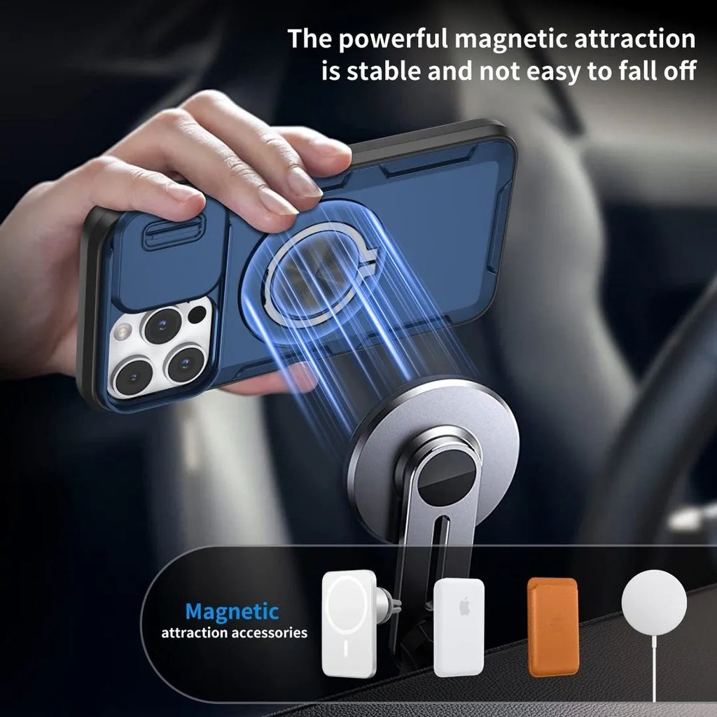 Red Warrior 2-in-1 Magnetic Sliding Lens Case blue for iPhone 14 Pro Max