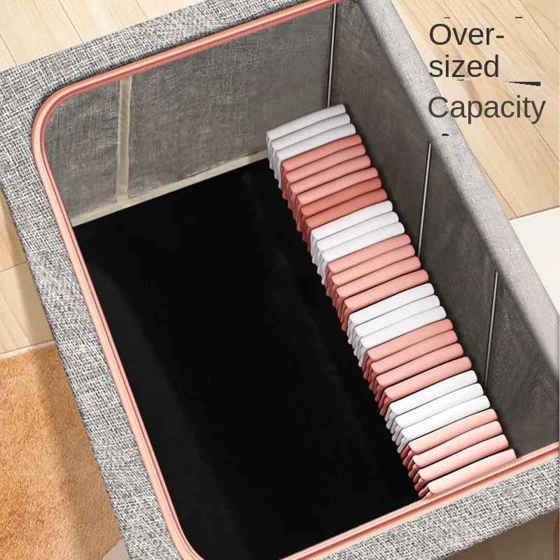 3 pack Large Clothes Storage Bins with Lids for Clothing, Bedding, Blankets, Toys (66L capacity - Grey)