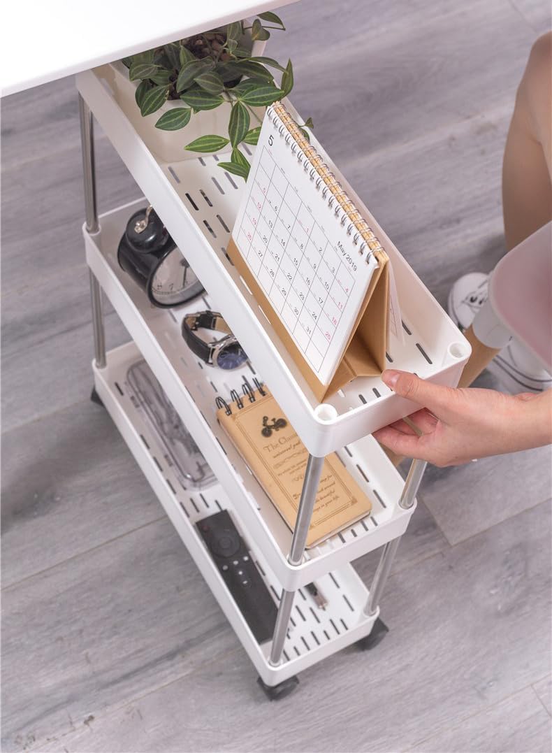 Slim Storage Cart Organizer Trolley with Wheels for Kitchen, Bathroom, Laundry & Narrow Spaces (4 tier)