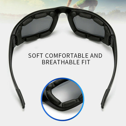 3pcs Chopper Foam Padded Motorcycle Riding Glasses Sunglasses Windproof Goggles