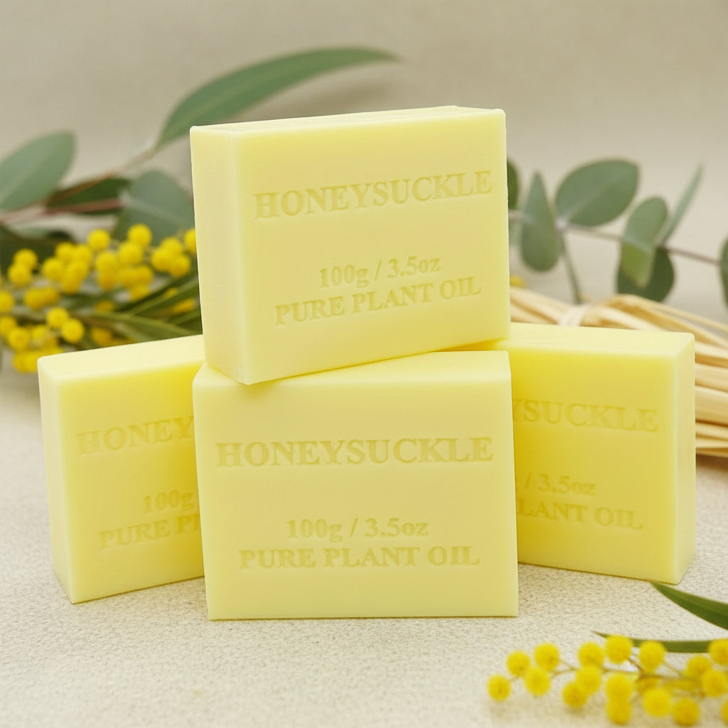 4x 100g Honeysuckle Plant Oil Soap Bars | Triple-Milled | Pure Vegetable Base | Made in Australia
