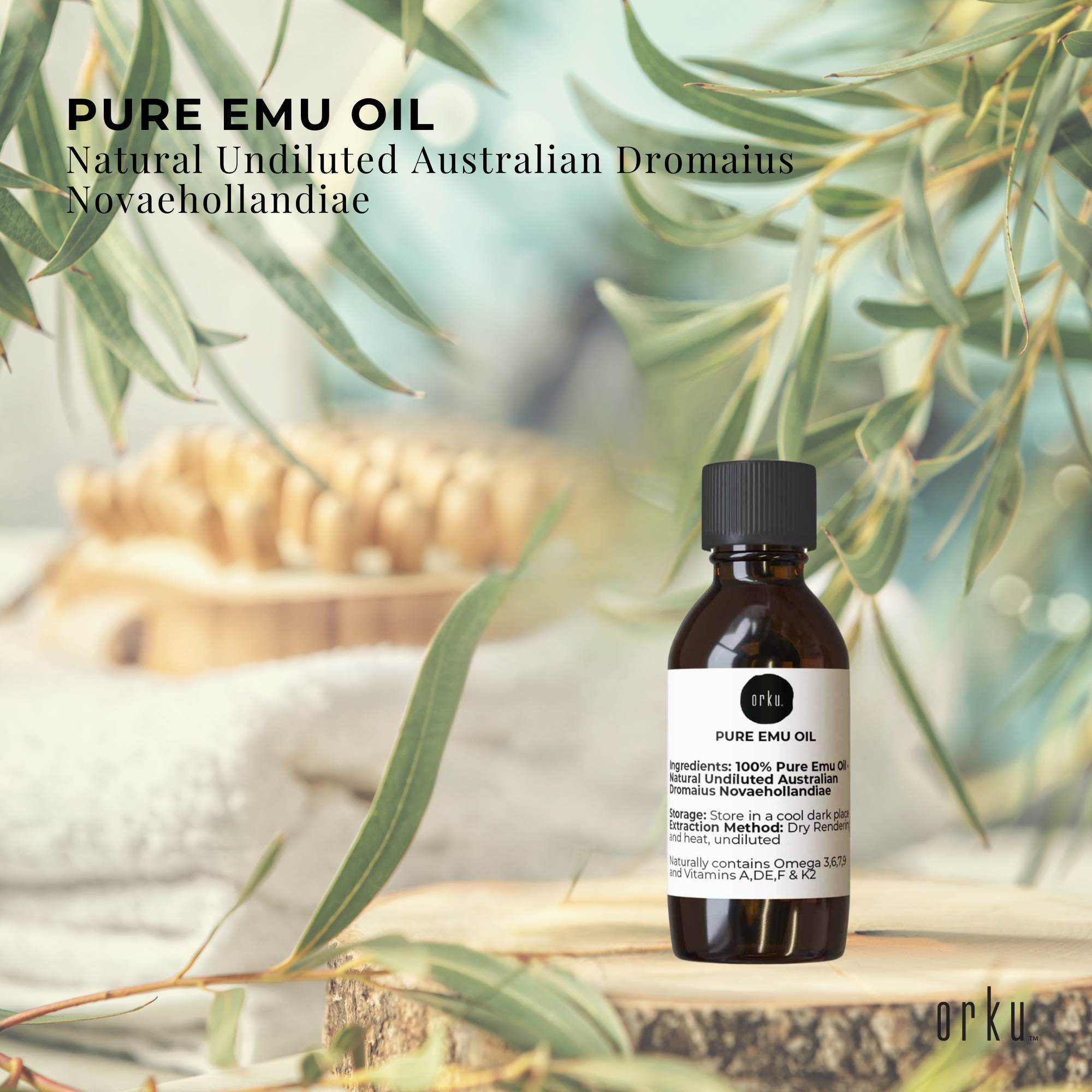 Orku 10ml Pure Emu Oil - Natural Undiluted Australian Dromaius Novaehollandiae - Bens Market Place