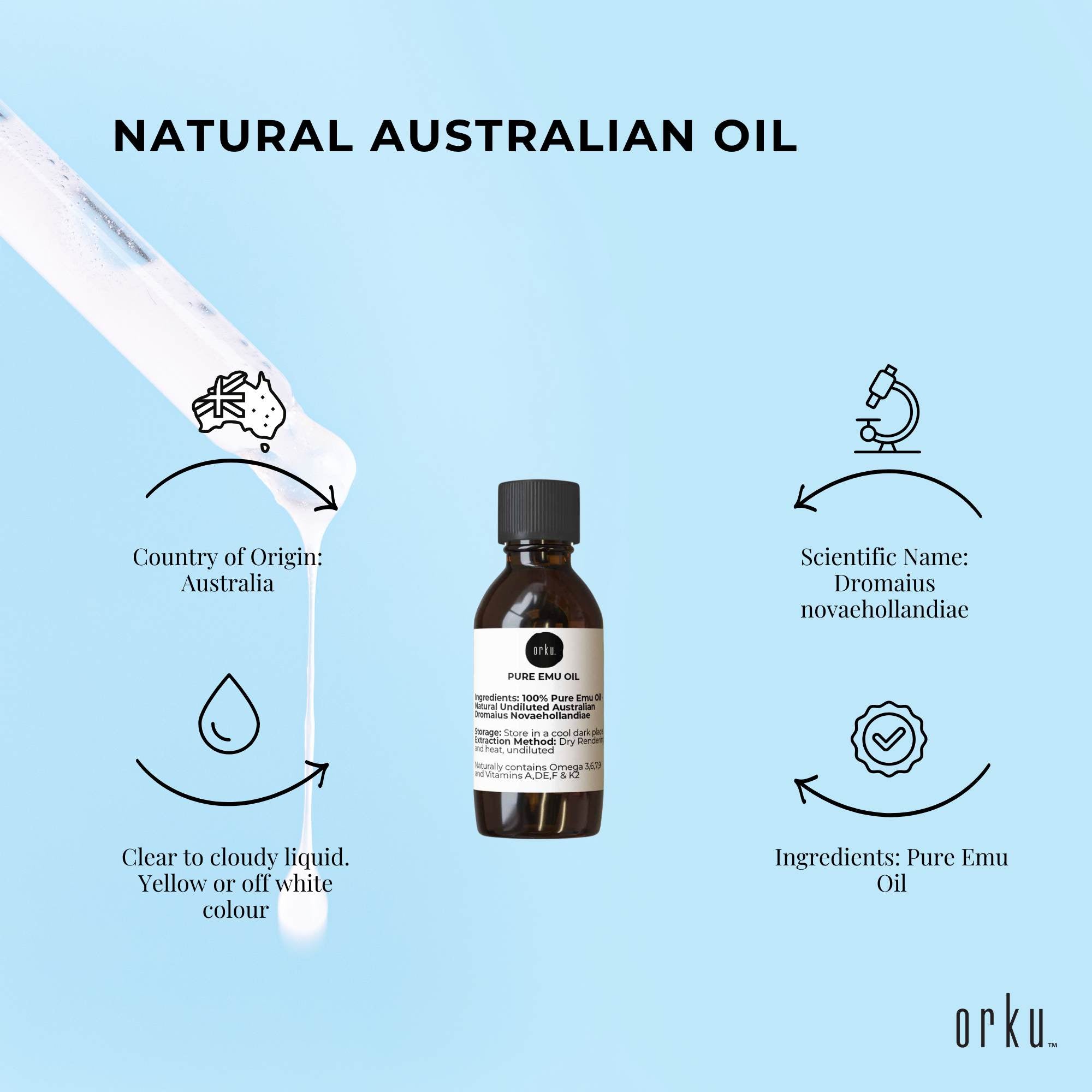 10ml Pure Emu Oil | Natural Undiluted | Australian Made | Rich in Omegas and Vitamins