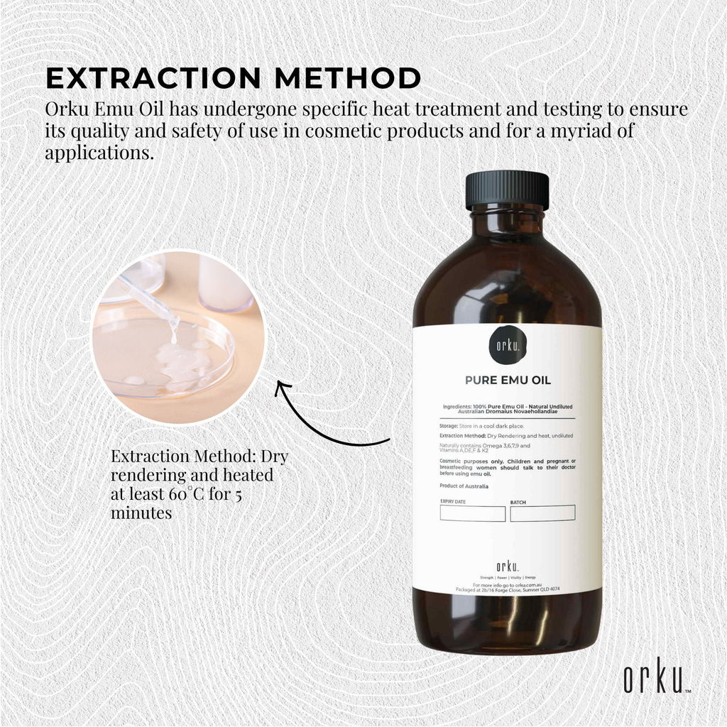 Orku 500ml Pure Emu Oil - Natural Undiluted Australian Dromaius Novaehollandiae