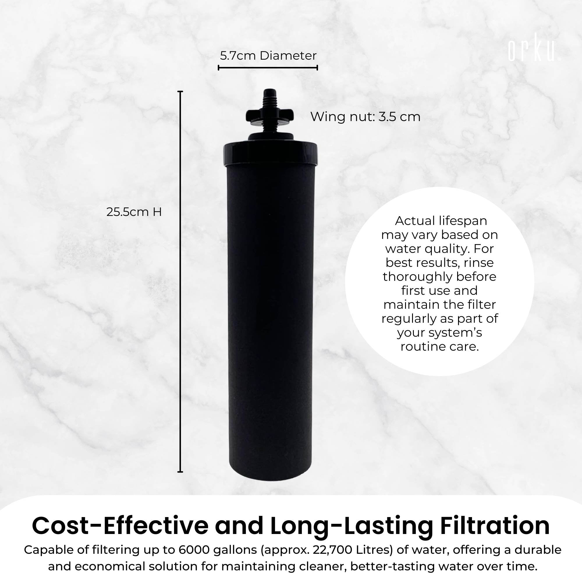 Orku Carbon Block Filter Cartridge - Replacement for Berkey BB9-2 Gravity Filter