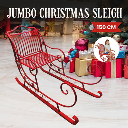 Christabelle Christmas Sleigh With Red Finish - Metal 150cm
