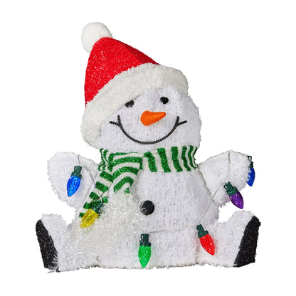 Christabelle Sitting Christmas Snowman Display With Lights - 40cm
