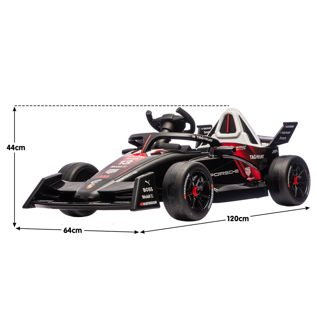 Kids Porsche Formula E Ride-On Car | Remote Control | Dual Motors | MP3 Player | Red
