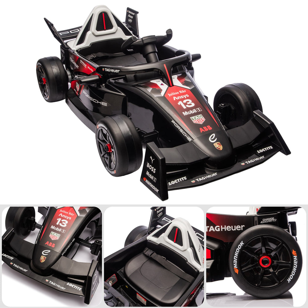Kids Porsche Formula E Ride-On Car | Remote Control | Dual Motors | MP3 Player | Red