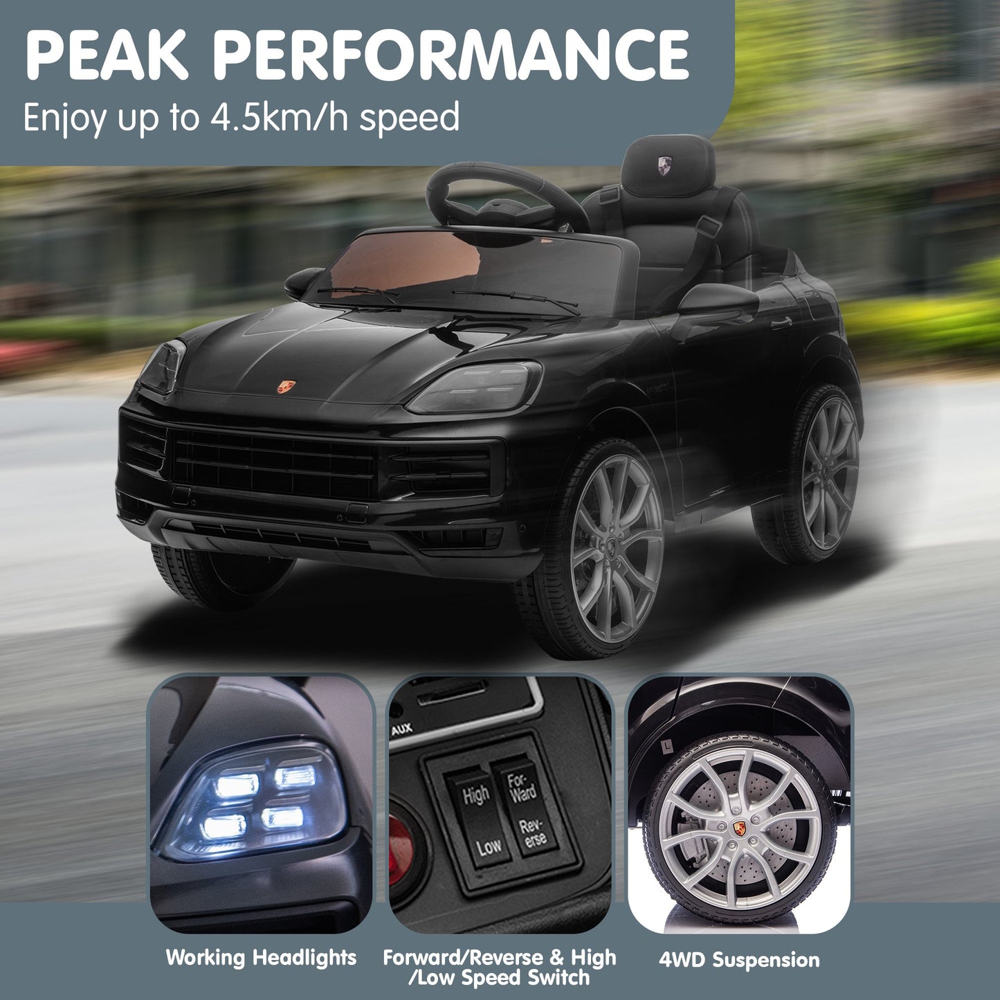 Kahuna Porsche Cayenne E Hybrid Coupe Licensed Kids Electric Ride On Car w/Remote Control 50W Dual Motors Speed Settings
