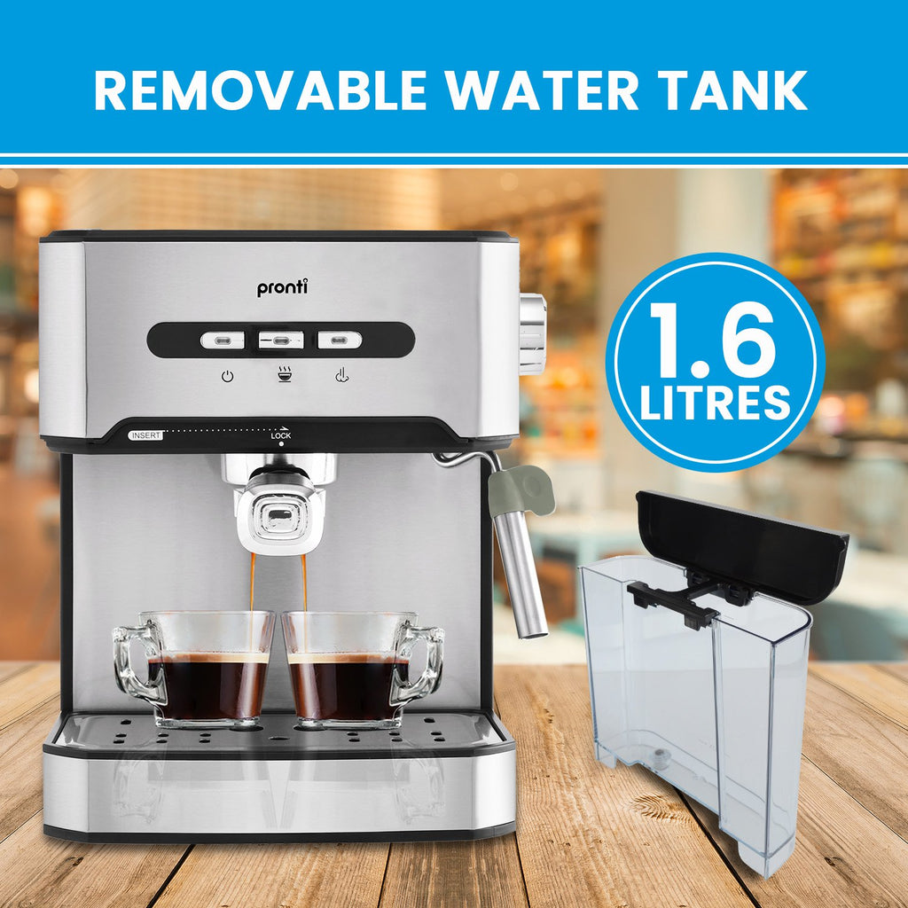 Pronti 1.6L Automatic Coffee Espresso Machine | 20-Bar Italian Pump | Steam Frother | Free Shipping