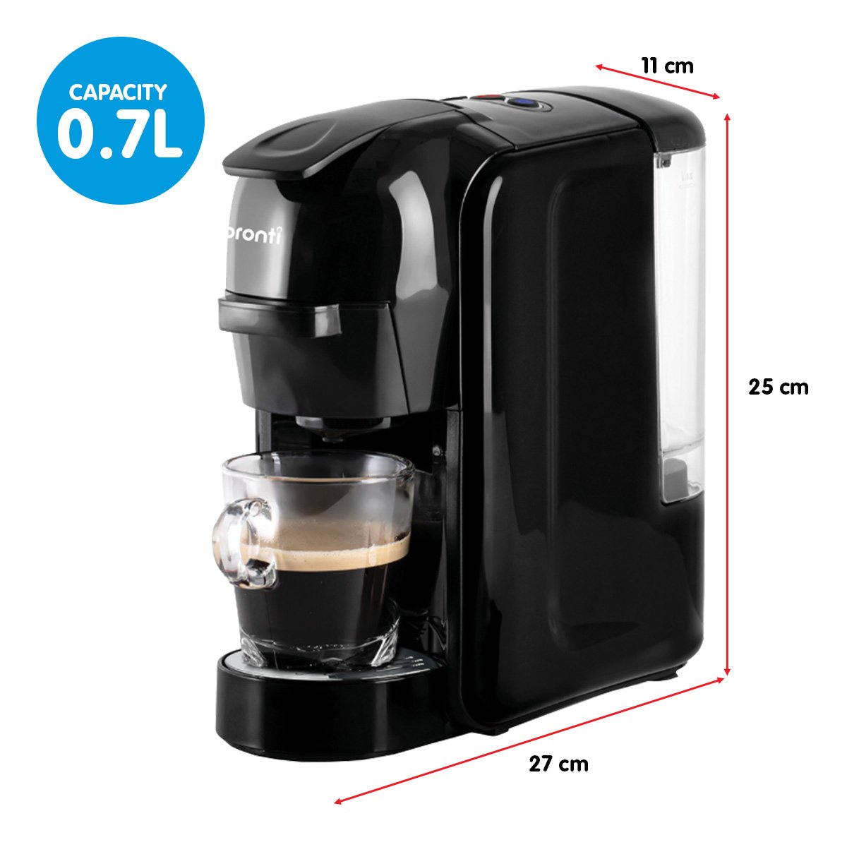 Pronti HomeMaid 3-in-1 Coffee Machine | Nespresso and Caffitaly Compatible | Ground Coffee | 19-Bar Pump | Free Shipping