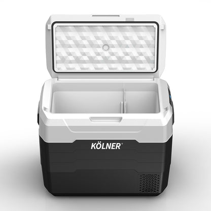 Kolner 50l Fridge Freezer Cooler 12/24/240v Camping Portable Refrigerator With Trolley - Black
