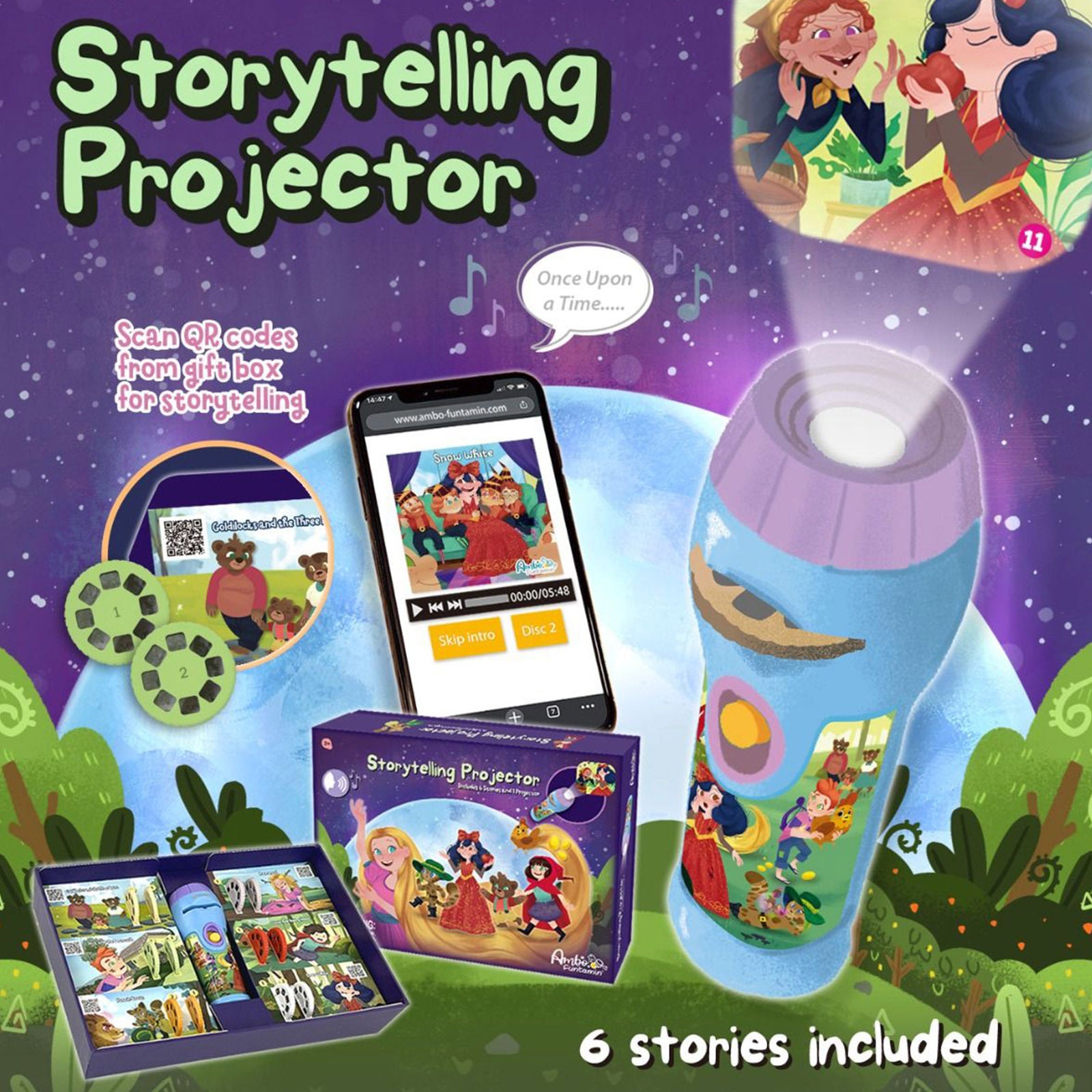 Storytelling Torch Projector 6 Stories Gift Set - Audio Kids Learning STEM Toy  - Series 2