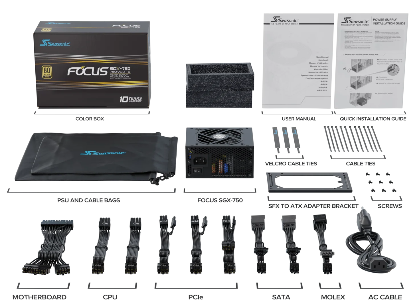 Seasonic FOCUS SGX-750 (2021) 750W Modular 80 Plus Gold PSU