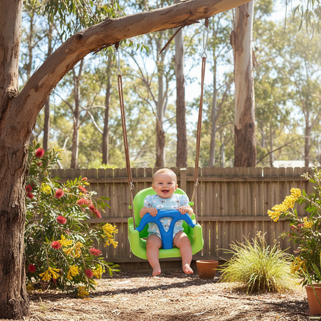Kids Haven 3‑Stage Swing Seat – Adjustable Outdoor Swing (Green and Blue)