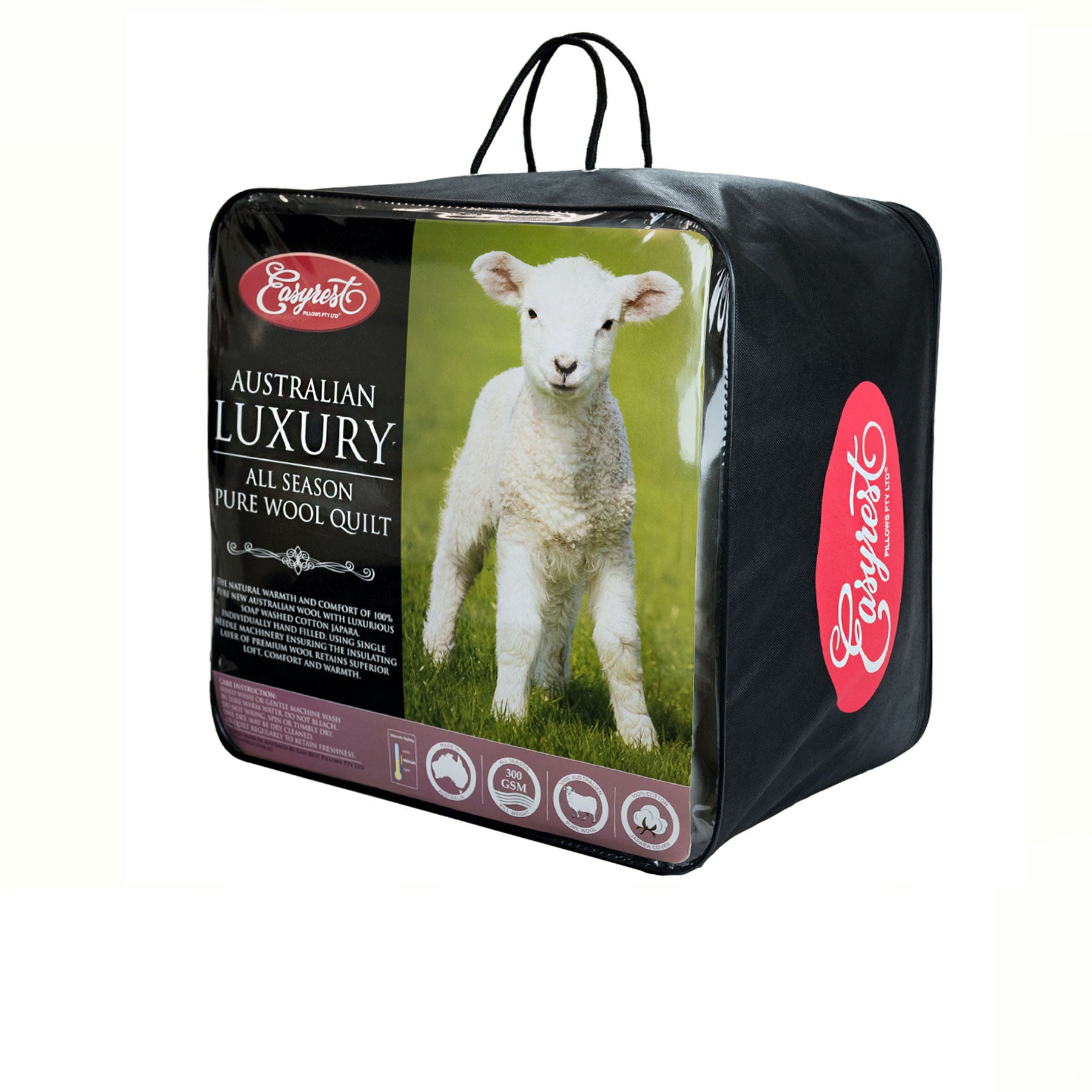 Easyrest 300GSM Australian Wool Quilt - Single| All-Season Comfort | Hypoallergenic | Made in Australia