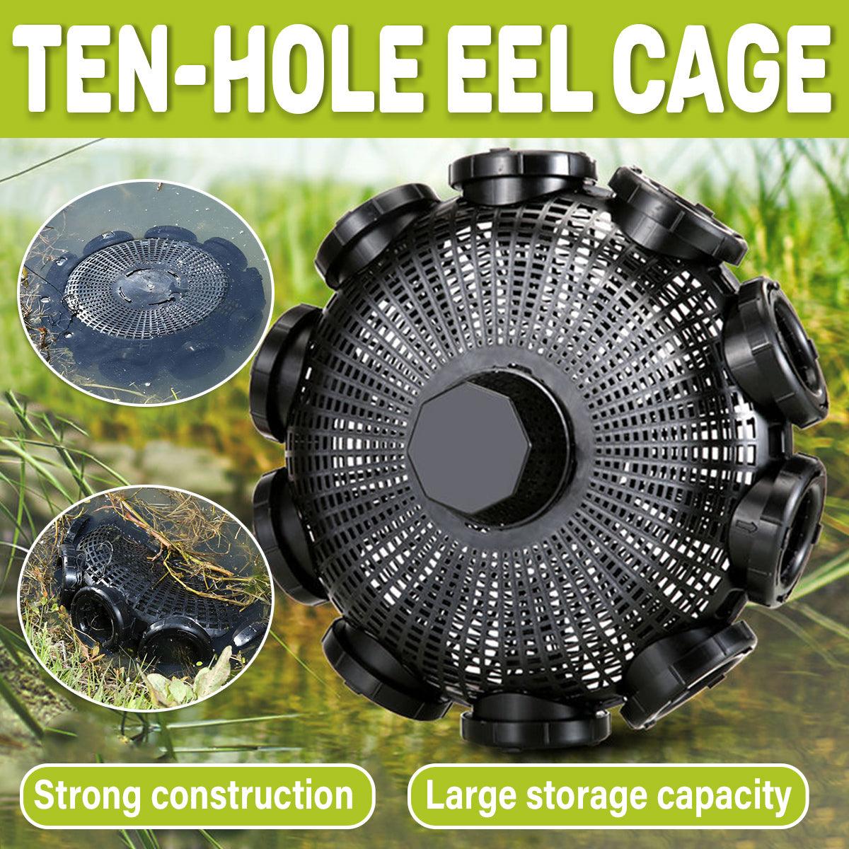 10Hole Eel Fishing Trap Cage Loach Fish Shrimp Net Folding Portable Catch Basket