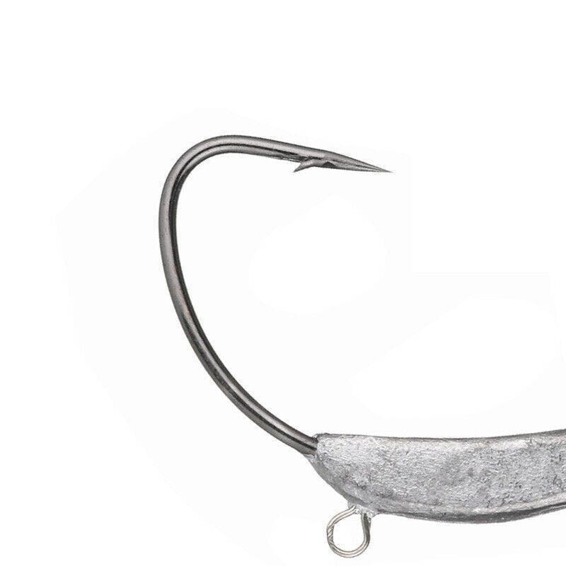 Weedless Jighead Hook Swimbait Worm Fishing Lure Wide Gap Single Barbed Spinner - 1/0#