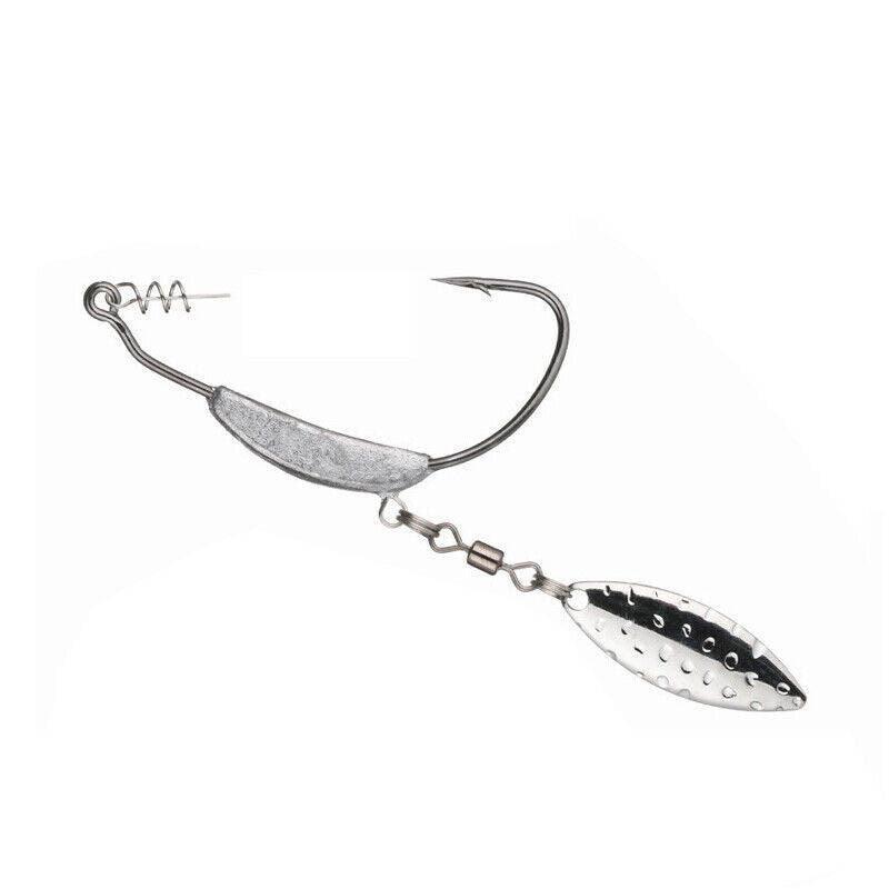 Weedless Jighead Hook Swimbait Worm Fishing Lure Wide Gap Single Barbed Spinner - 2/0#