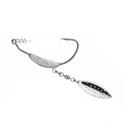 Weedless Jighead Hook Swimbait Worm Fishing Lure Wide Gap Single Barbed Spinner - 3/0#