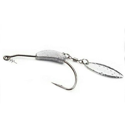 Weedless Jighead Hook Swimbait Worm Fishing Lure Wide Gap Single Barbed Spinner - 3/0#