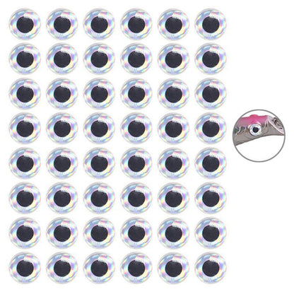 100PCS Fish Eyes 3D Holographic Lure Eyes Fly Tying Jigs Crafts Dolls - 100PCS / 5mm / Silver