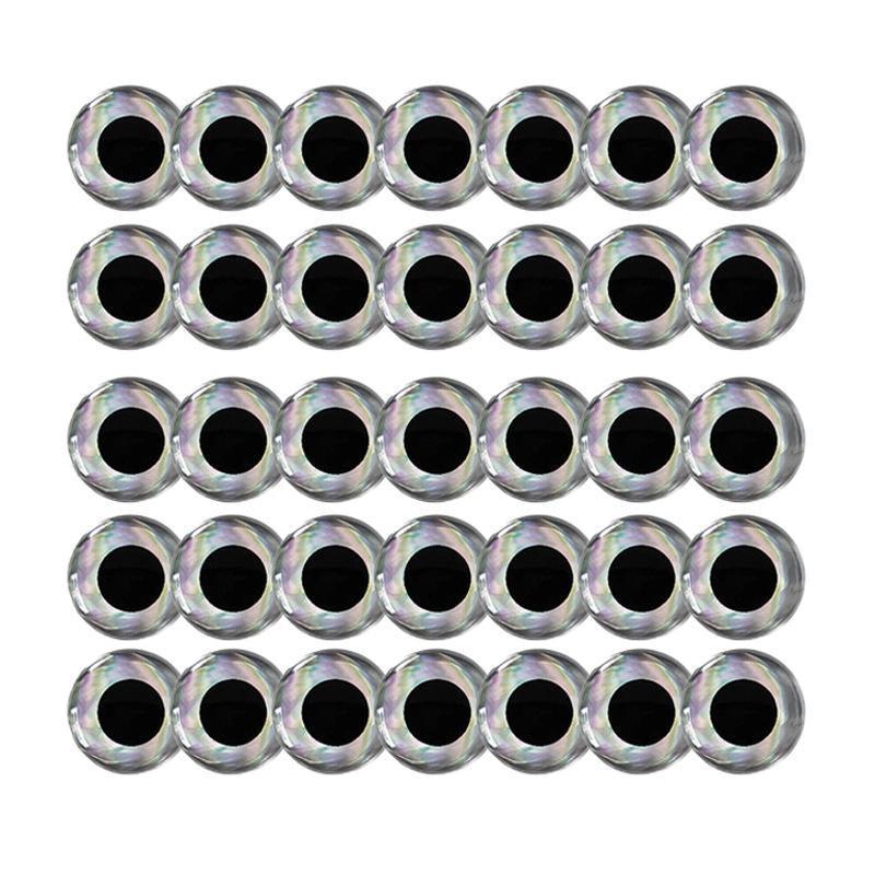 100PCS Fish Eyes 3D Holographic Lure Eyes Fly Tying Jigs Crafts Dolls - 100PCS / 5mm / Silver