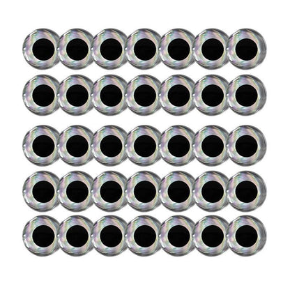 100PCS Fish Eyes 3D Holographic Lure Eyes Fly Tying Jigs Crafts Dolls - 100PCS / 5mm / Silver