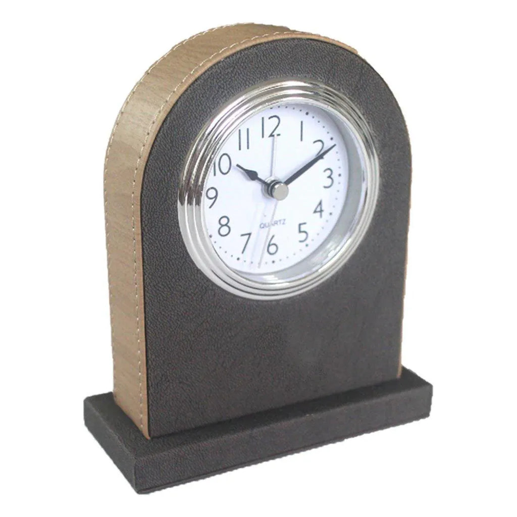 Classic Hotel Alarm Clock Quartz Movement Faux Leather Design with Clear Display - Orange