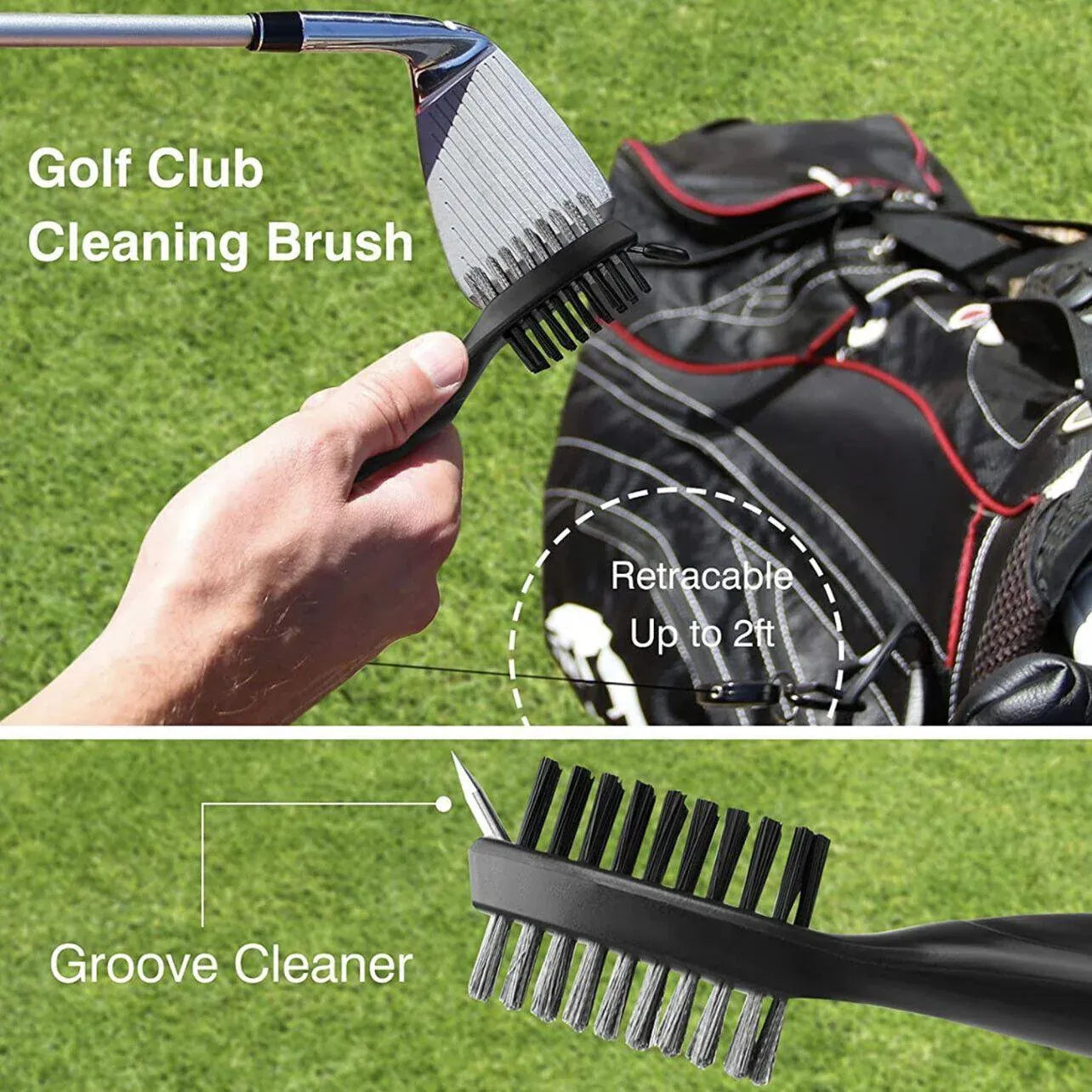 Golf Cleaning Brush Retractable Stock Color Groove Cleaner With Reel Club Ball - Blue