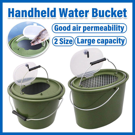 Portable Double Live Fish Bucket Breathable Fish Storage Container for Fishing - M