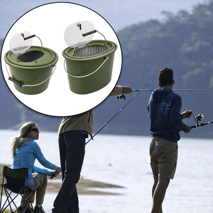 Portable Double Live Fish Bucket Breathable Fish Storage Container for Fishing - M