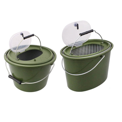 Portable Double Live Fish Bucket Breathable Fish Storage Container for Fishing - S