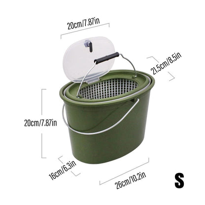 Portable Double Live Fish Bucket Breathable Fish Storage Container for Fishing - S