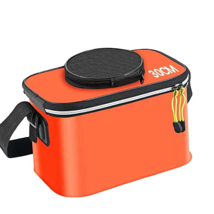 Portable Folding EVA Fishing Bucket Multi Use Live Fish Container with Strap - Orange-45cm